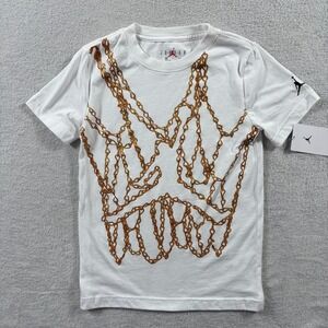 Air Jordan T Shirt Boys Small White Chain Graphic Everyday Wear Performance
